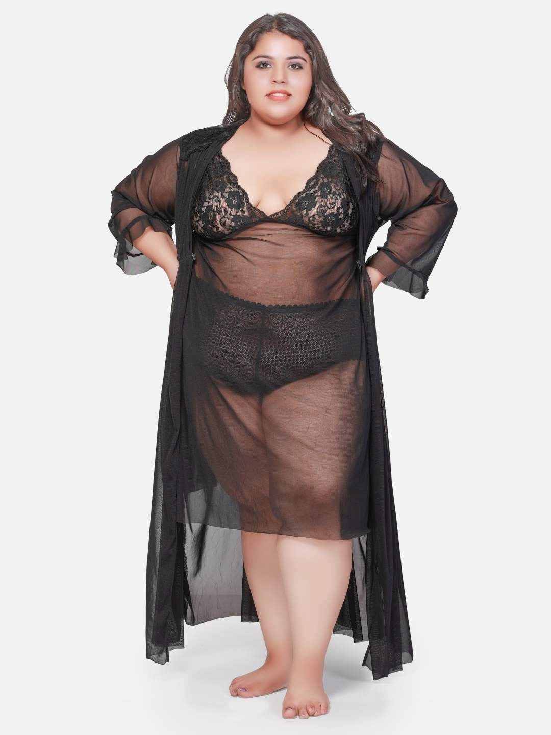 Hot Three Piece Net Bikini Set With Robe B55K.R3K -  | Buy Online from Klamotten