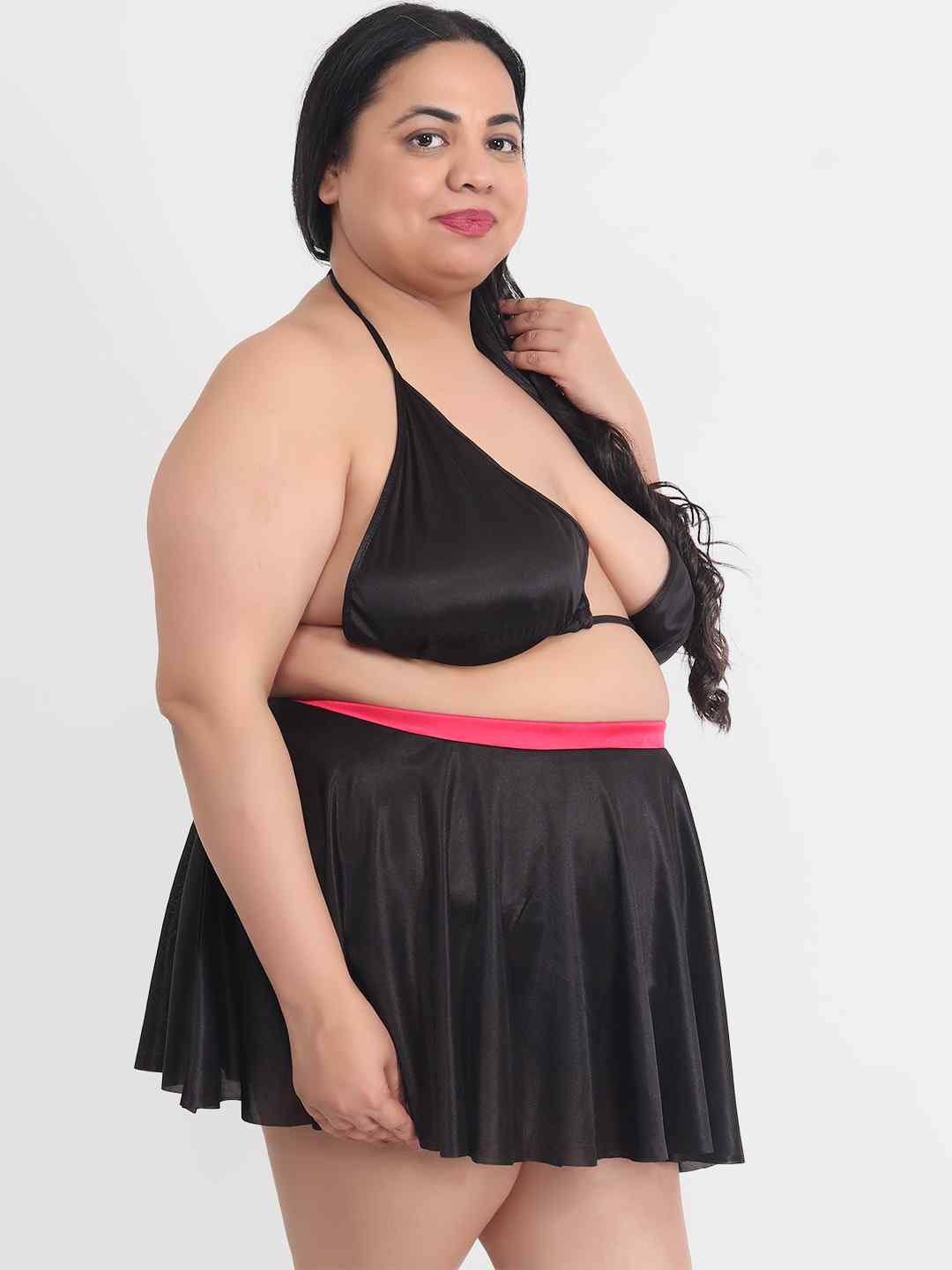 Plus Size Sexy 3 Piece Babydoll Bikini Dress for Honeymoon 203K