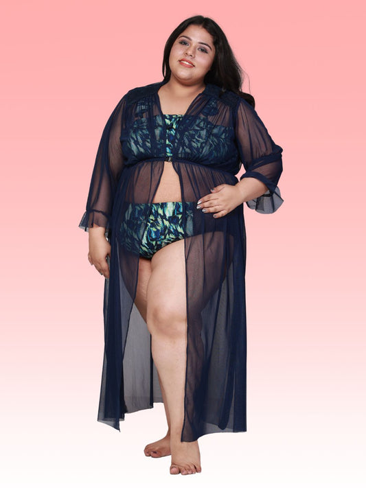 Plus Size Hot Three Piece Printed Bikini Set With Robe B56G0.T560.R3N
