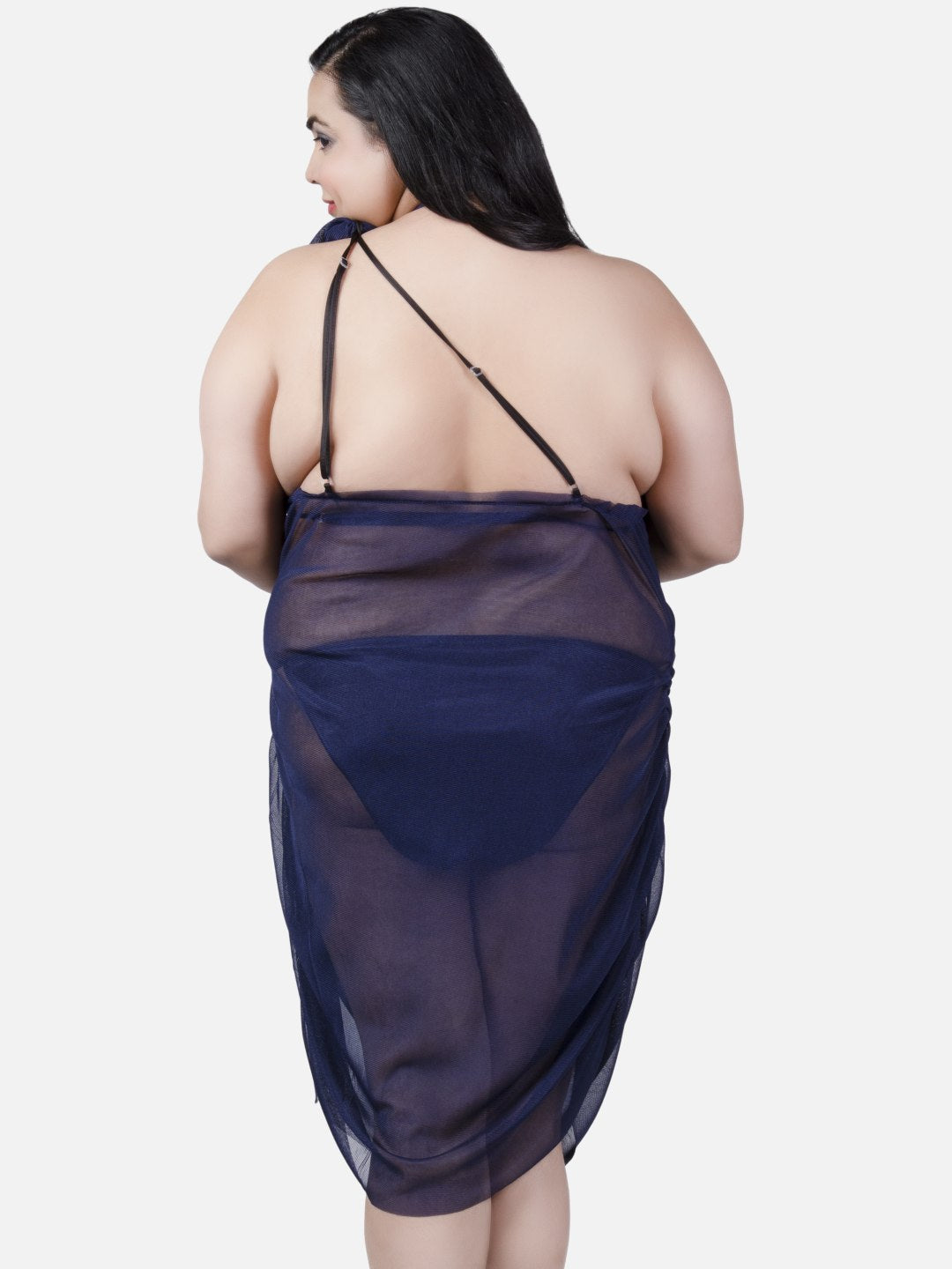 Plus Size Sexy Babydoll Honeymoon Navy Night Dress for Women K11N