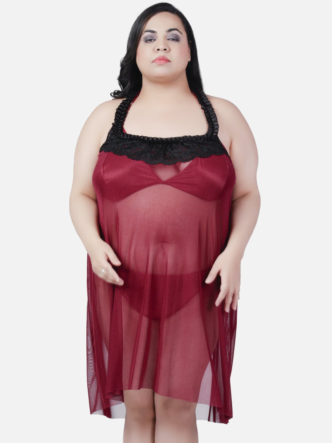 plus size sexy babydoll honeymoon red night dress for women k7kw