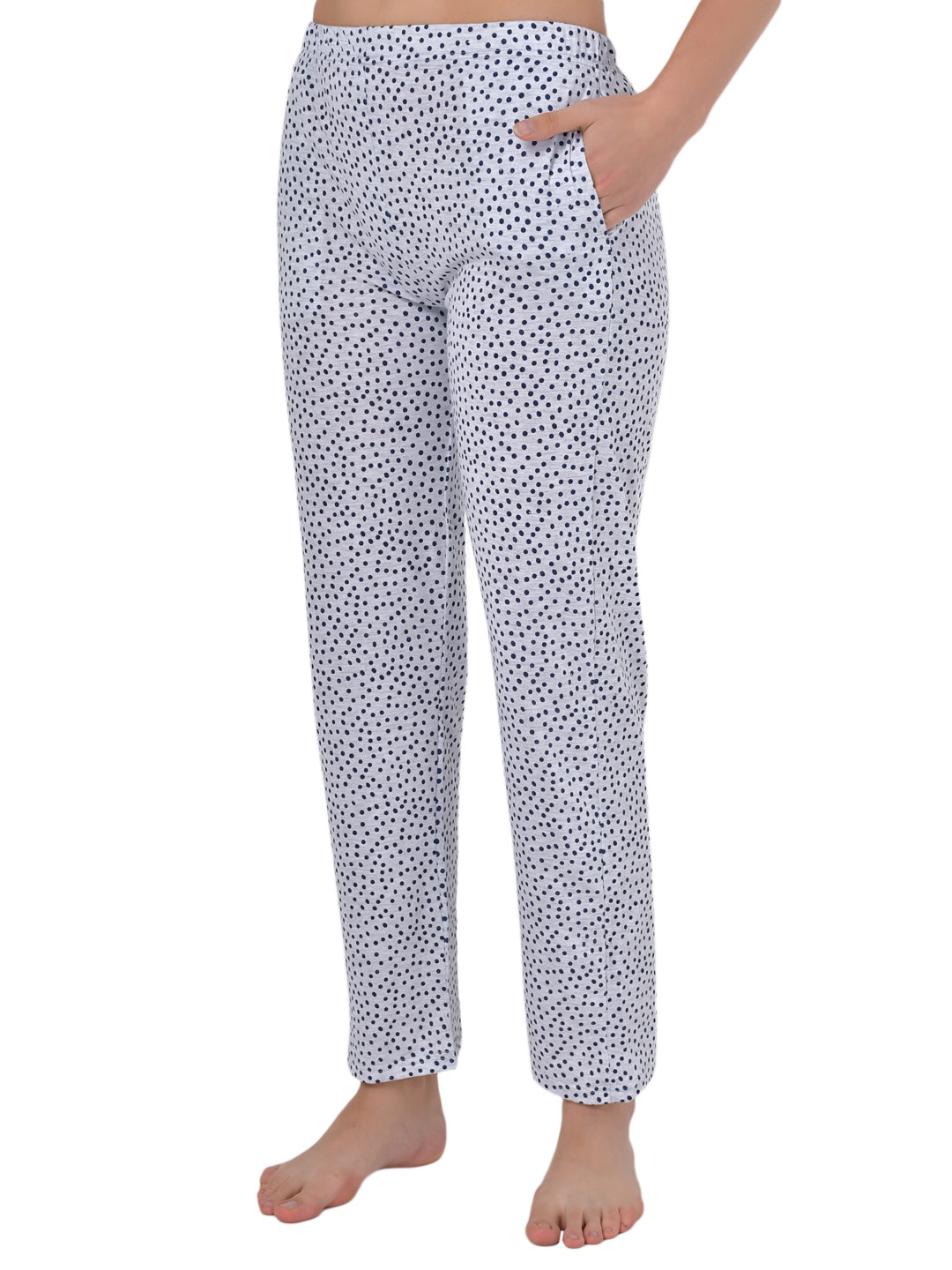 Klamotten Women's Blue Grey Graphic Printed Top and Allover Printed Pyjama Set N108N