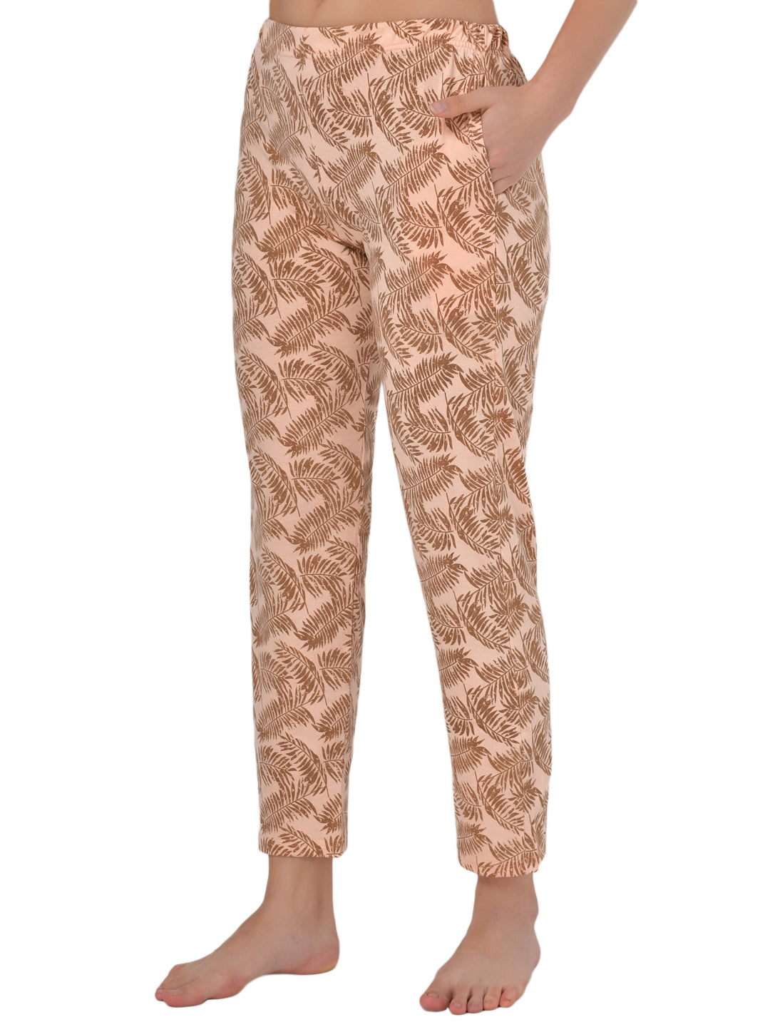 Klamotten Women's Peach Allover Printed Top Pyjama Set N62H