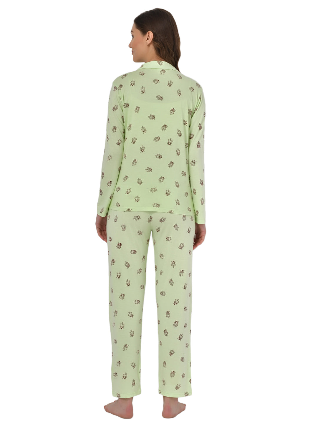 Klamotten Women's Sea Green Allover Printed Top Pyjama Set N53Gs