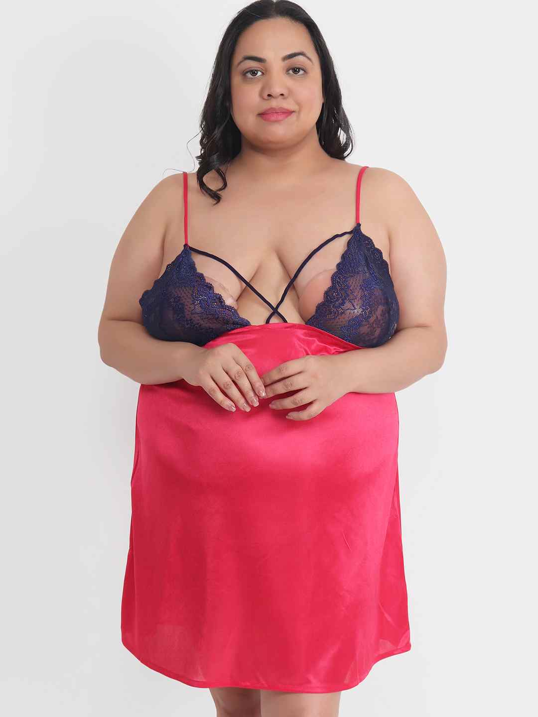 Klamotten Women's Plus Size Sexy Babydoll Dress With Lace for Honeymoo Klamotten Women's Plus Size Sexy Babydoll Dress With Lace for Honeymoo
