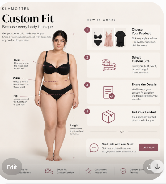 Klamotten Custom Fit measurement and ordering guide