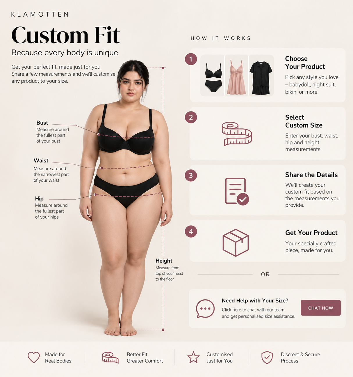 Klamotten Custom Fit measurement and ordering guide